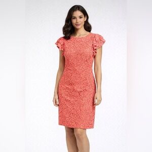 CHANLER HENRY Anthropologie Lace Dress | Coral | Size Small